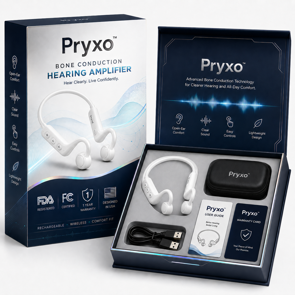 💖💥2026's hottest🔥 Pryxo™ bone conduction hearing aid—180-day safe after-sales service