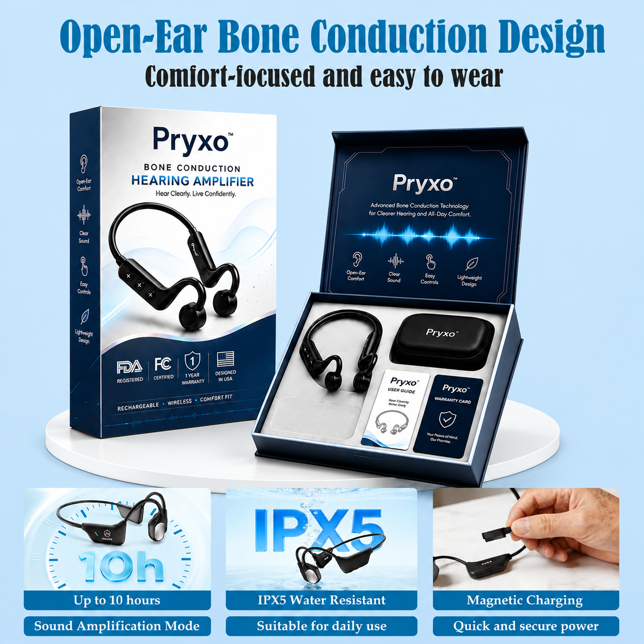 💖💥2026's hottest🔥 Pryxo™ bone conduction hearing aid—180-day safe after-sales service